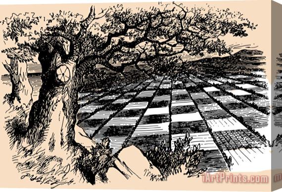 John Tenniel Chessboard Through The Looking Glass Stretched Canvas Painting / Canvas Art