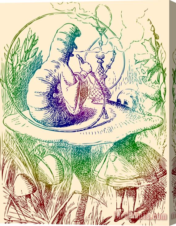 John Tenniel Smoking Caterpillar Alice In Wonderland Stretched Canvas Painting / Canvas Art