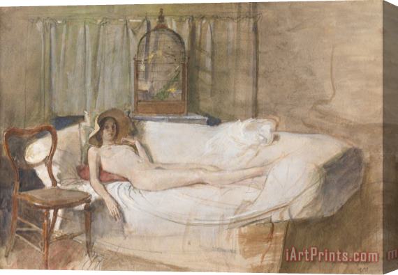 John Ward Nude on a Sofa Stretched Canvas Painting / Canvas Art