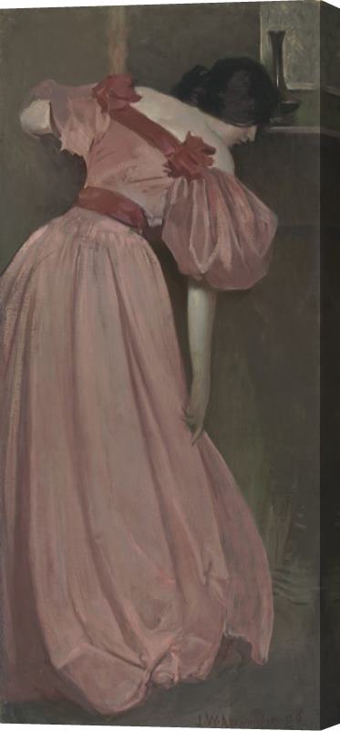 John White Alexander Portrait Study in Pink (the Pink Gown) Stretched Canvas Painting / Canvas Art