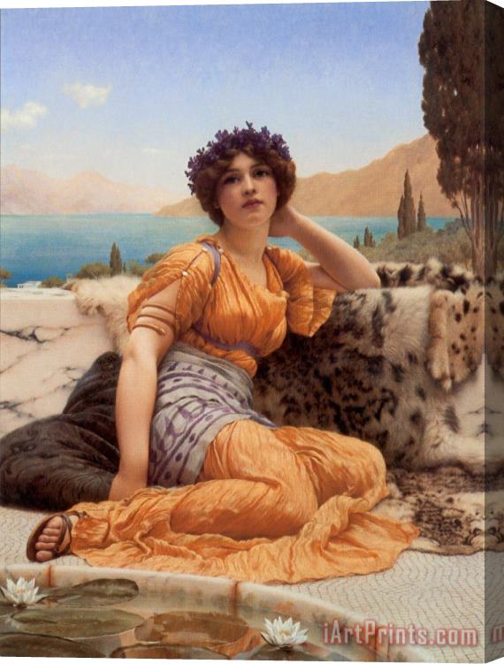 John William Godward 'with Violets Wreathed And Robe of Saffron Hue' Stretched Canvas Painting / Canvas Art