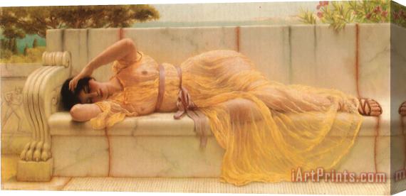 John William Godward Girl in Yellow Drapery Stretched Canvas Print / Canvas Art