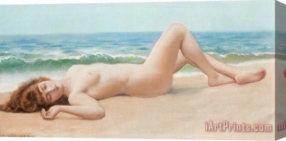 John William Godward Nude on The Beach Stretched Canvas Print / Canvas Art