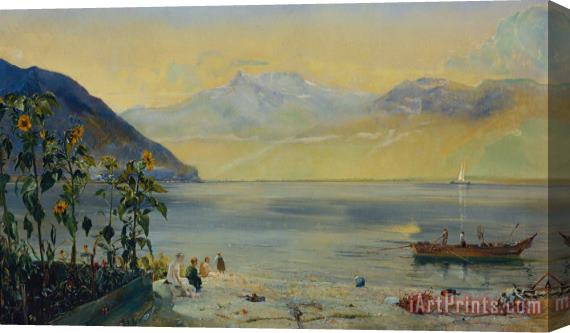 John William Inchbold Lake Leman with the Dents du Midi in the Distance Stretched Canvas Painting / Canvas Art