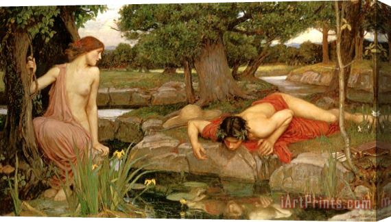 John William Waterhouse Echo And Narcissus Stretched Canvas Painting / Canvas Art