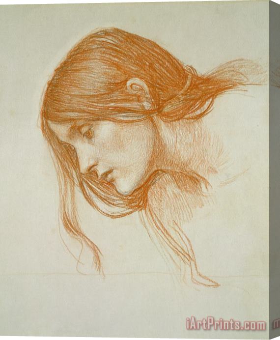 John William Waterhouse Study of a Girls Head Stretched Canvas Painting / Canvas Art