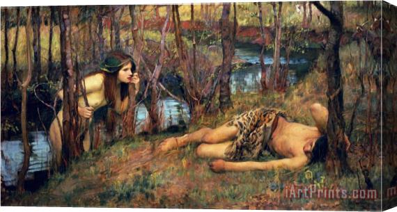 John William Waterhouse The Naiad 1893 Hylas with a Nymph Stretched Canvas Painting / Canvas Art