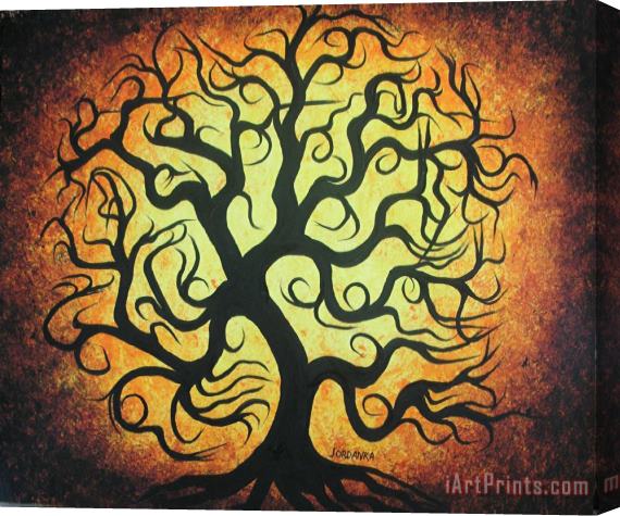 Jordanka Yaretz Curly Autumn Tree Stretched Canvas Painting / Canvas Art
