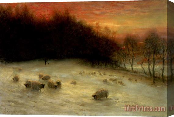 Joseph Farquharson Sheep in a Winter Landscape Evening Stretched Canvas Print / Canvas Art