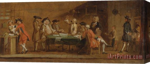 Joseph Highmore Figures in a Tavern Or Coffee House Stretched Canvas Print / Canvas Art
