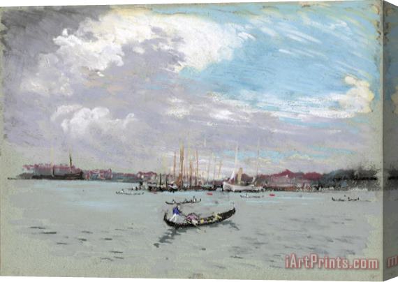 Joseph Pennell Outside Venice (lagoon And Gondola) Stretched Canvas Painting / Canvas Art