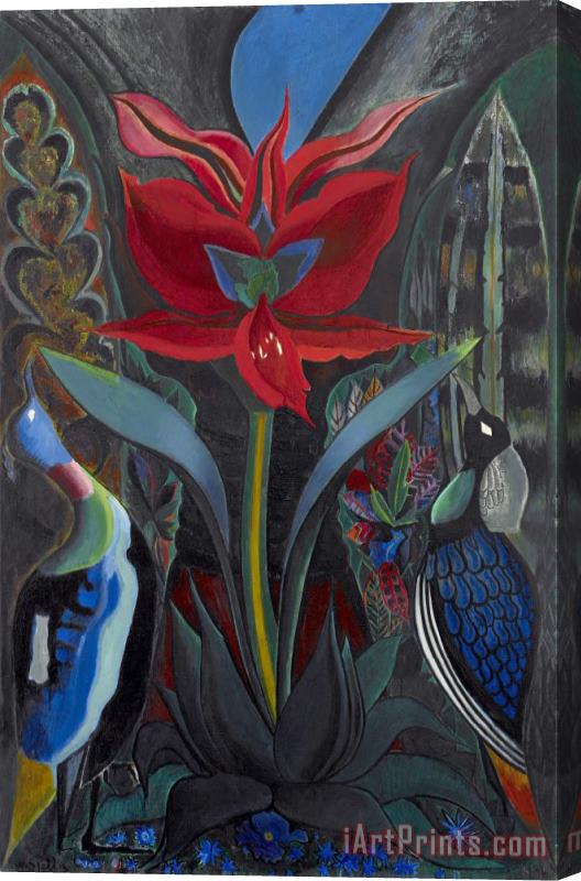 Joseph Stella Red Flower Stretched Canvas Painting / Canvas Art