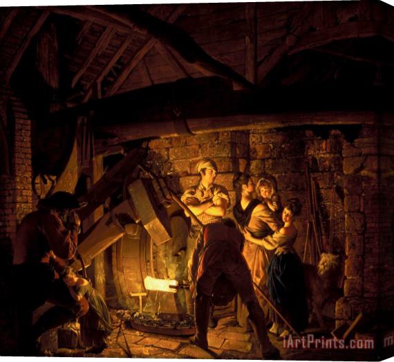 Joseph Wright  An Iron Forge Stretched Canvas Print / Canvas Art