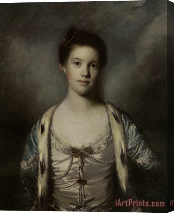 Joshua Reynolds Portrait of Bridget Moris in a White Silk Dress Stretched Canvas Print / Canvas Art