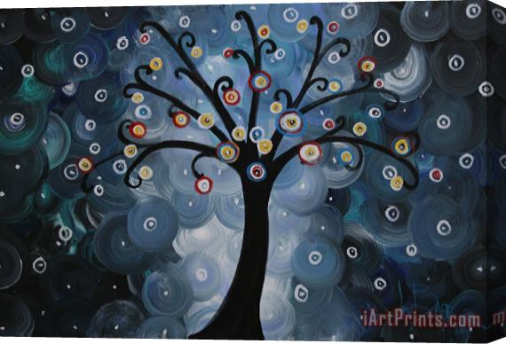 Joy Baer Solo Blue Dream Tree Spiral Night Stretched Canvas Painting / Canvas Art