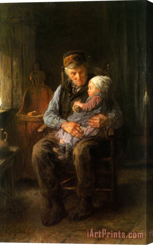 Jozef Israels In Grandfathers Arms Stretched Canvas Painting / Canvas Art