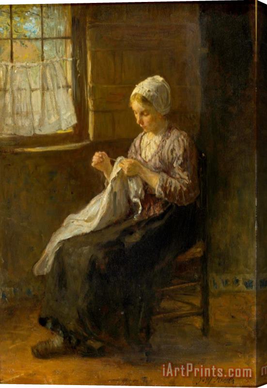 Jozef Israels The Young Seamstress Stretched Canvas Print / Canvas Art