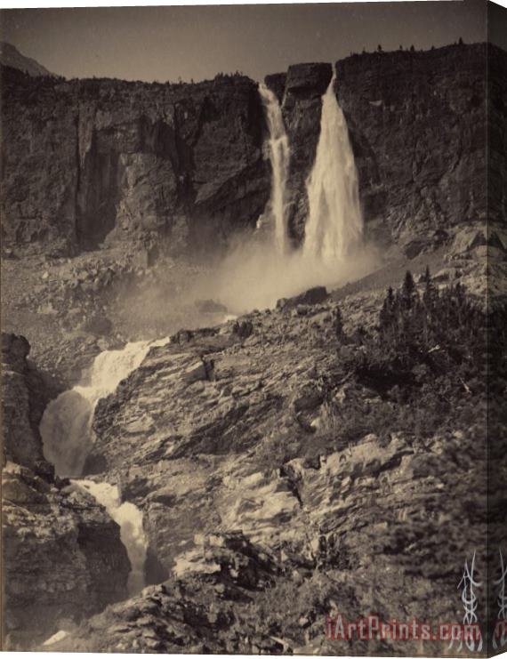Jr. George B. Vaux Twin Falls, Yoho Valley, 100 Ft. High, Mar Field, British Columbia. Stretched Canvas Print / Canvas Art