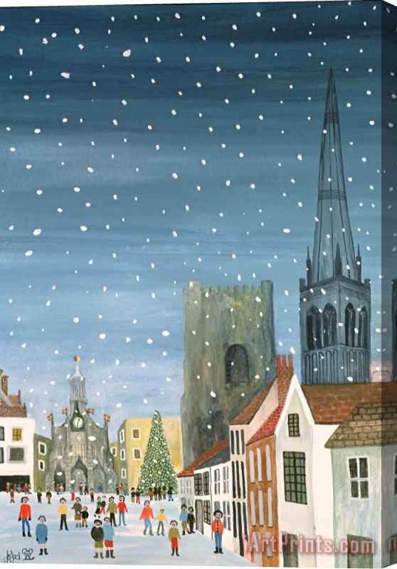 Judy Joel Chichester Cathedral A Snow Scene Stretched Canvas Print / Canvas Art