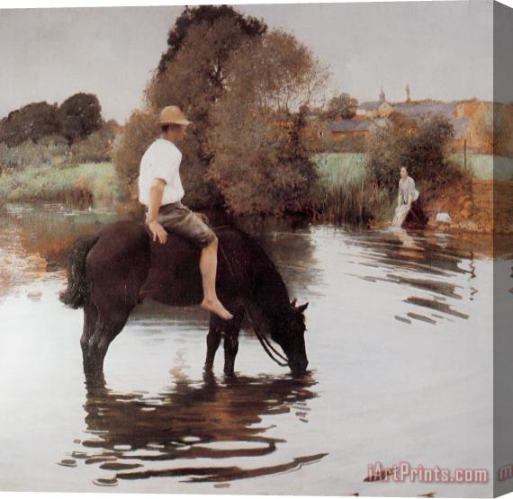 Jules Alexis Muenier Young Peasant Taking His Horse to The Water Hole Stretched Canvas Print / Canvas Art