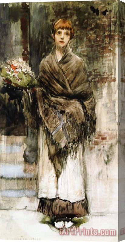 Jules Bastien Lepage Study for Marchande De Fleurs a Londre Stretched Canvas Painting / Canvas Art