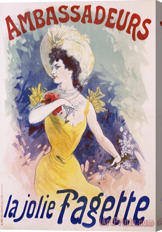 Jules Cheret Ambassadeurs: La Jolie Fagette Poster Stretched Canvas Painting / Canvas Art