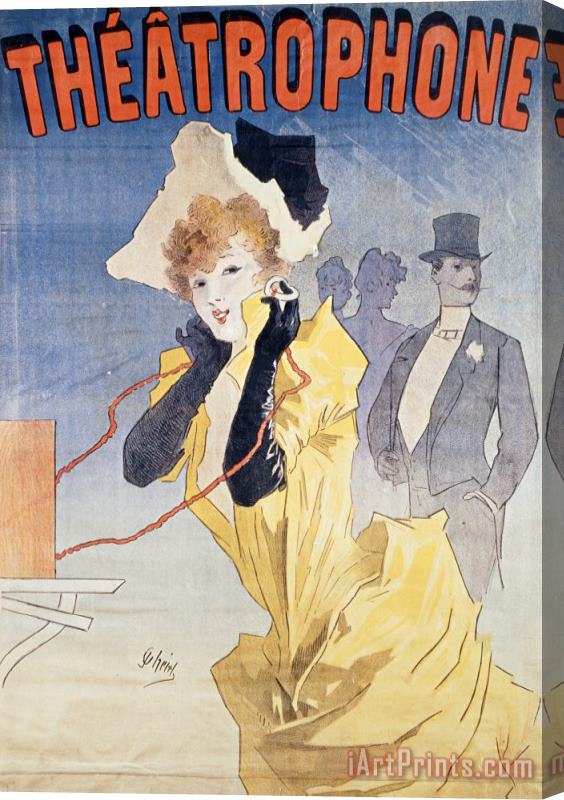 Jules Cheret Poster Advertising the Theatrophone Stretched Canvas Painting / Canvas Art