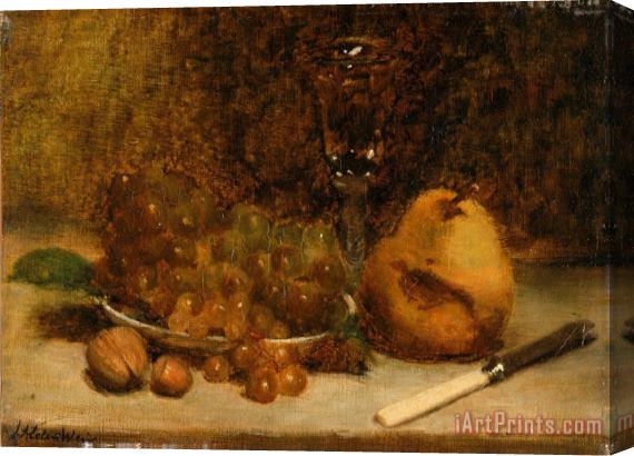 Julian Alden Weir Grapes, Knife And Glass Stretched Canvas Print / Canvas Art
