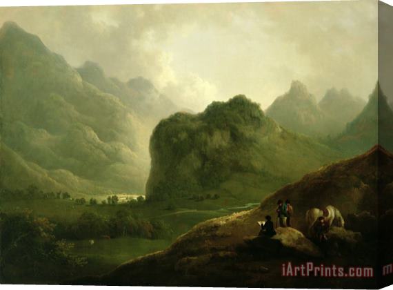 Julius Caesar Ibbetson A Sketching Party in the Pass at Borrowdale Stretched Canvas Print / Canvas Art
