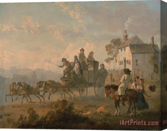 Julius Caesar Ibbetson A Stage Coach on a Country Road Stretched Canvas Print / Canvas Art
