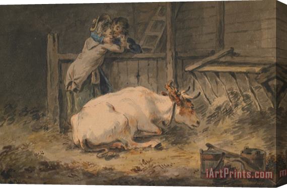 Julius Caesar Ibbetson Courtship In A Cowshed Stretched Canvas Painting / Canvas Art