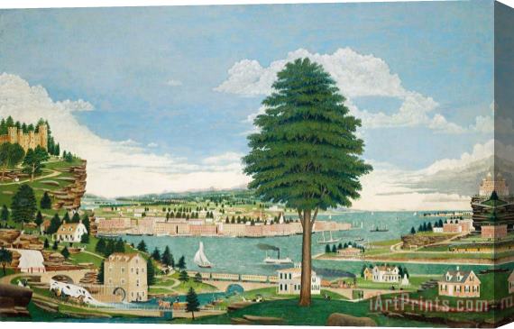 Jurgen Frederick Huge Composite Harbor Scene With Castle Stretched Canvas Print / Canvas Art