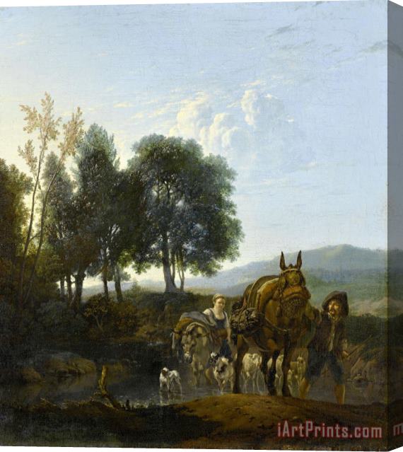 Karel Dujardin Landscape with Mule Driver Stretched Canvas Painting / Canvas Art