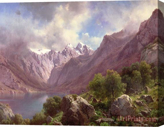 Karl Millner An Alpine Lake Stretched Canvas Painting / Canvas Art