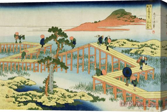 Katsushika Hokusai Eight Part Bridge, Province of Mucawa, Japan Stretched Canvas Print / Canvas Art