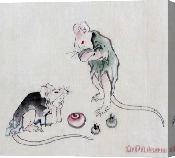 Katsushika Hokusai Mice In Council Stretched Canvas Painting / Canvas Art