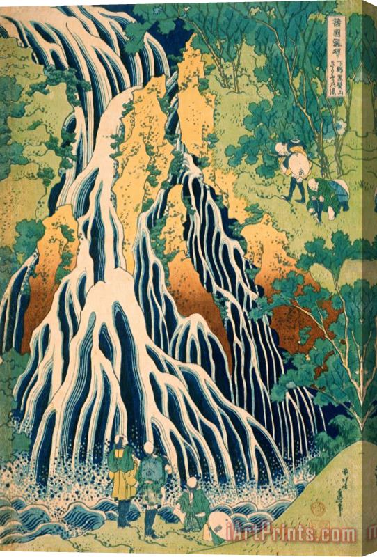 Katsushika Hokusai Pilgrims at Kirifuri Waterfall on Mount Kurokami in Shimotsuke Province Stretched Canvas Print / Canvas Art