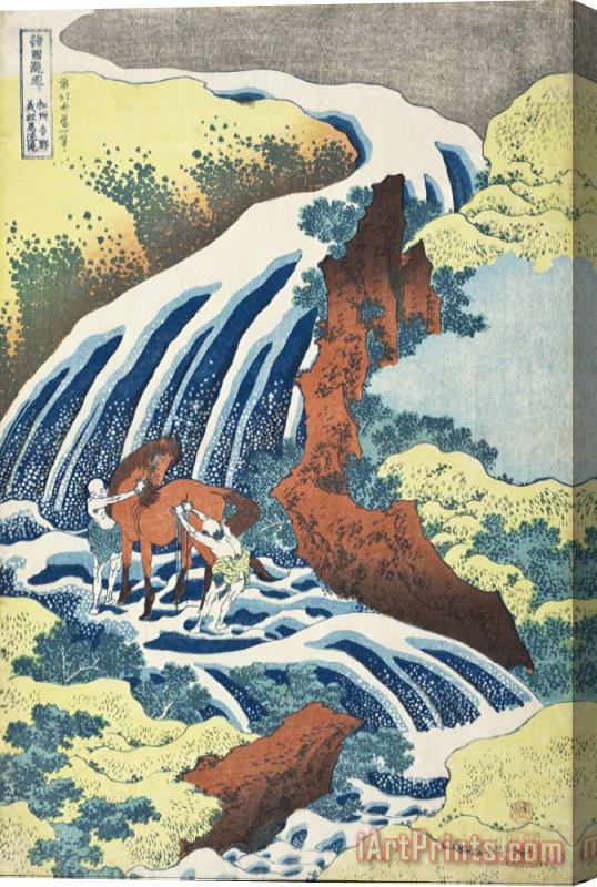 Katsushika Hokusai The Yoshitsune Horse Washing Falls at Yoshino, Izumi Province Stretched Canvas Print / Canvas Art