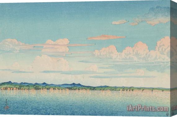 Kawase Hasui Evening Glow on Mano Bay, Sado (sado Mano Wan), From The Series Souvenirs of Travels, Second Series (tabi Miyage, Dai Ni Shu) Stretched Canvas Print / Canvas Art