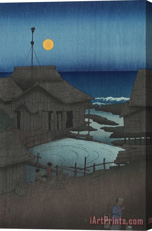 Kawase Hasui Full Moon at Mutsu (mutsu, Mishima Gawa), From The Series Souvenirs of Travels, First Series (tabi Miyage, Dai Isshu) Stretched Canvas Print / Canvas Art
