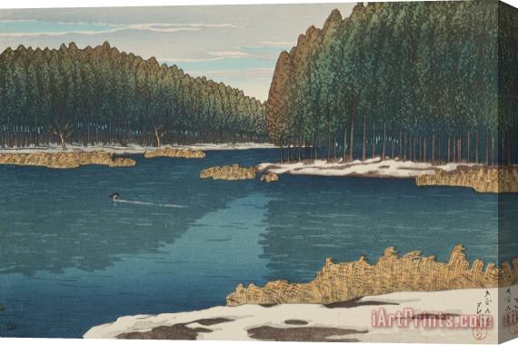 Kawase Hasui Remaining Snow at Inokashira (inokashira No Nansetsu), From The Series Twelve Subjects of Tokyo Stretched Canvas Print / Canvas Art