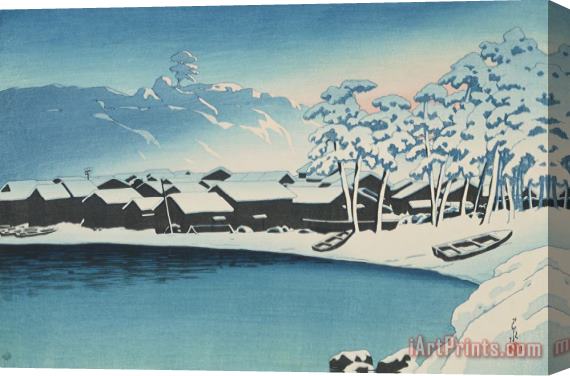 Kawase Hasui Snow Dawn at Ogi Port, Sado (yuki No Akebono Sado Ogi Minato), From The Series Souvenirs of Travels, Second Series (tabi Miyage, Dai Ni Shu) Stretched Canvas Print / Canvas Art