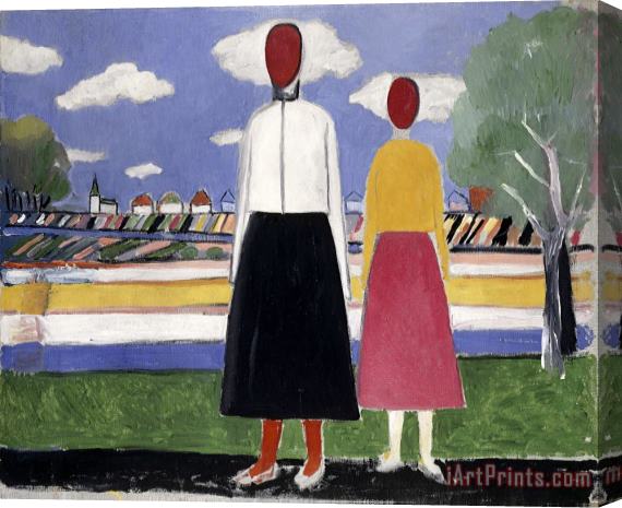 Kazimir Malevich Two Figures in a Landscape Stretched Canvas Painting / Canvas Art