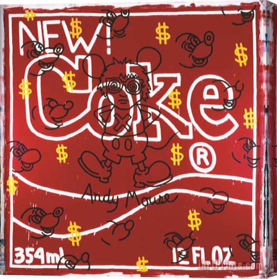 Keith Haring Andy Mouse New Coke, 1985 Stretched Canvas Print / Canvas Art