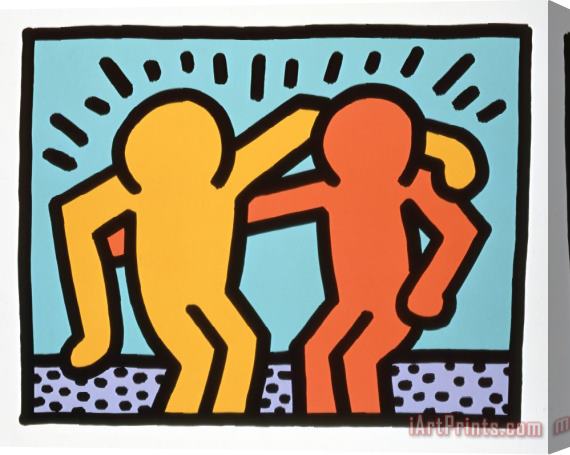 Keith Haring Best Buddies 1990 Stretched Canvas Painting / Canvas Art