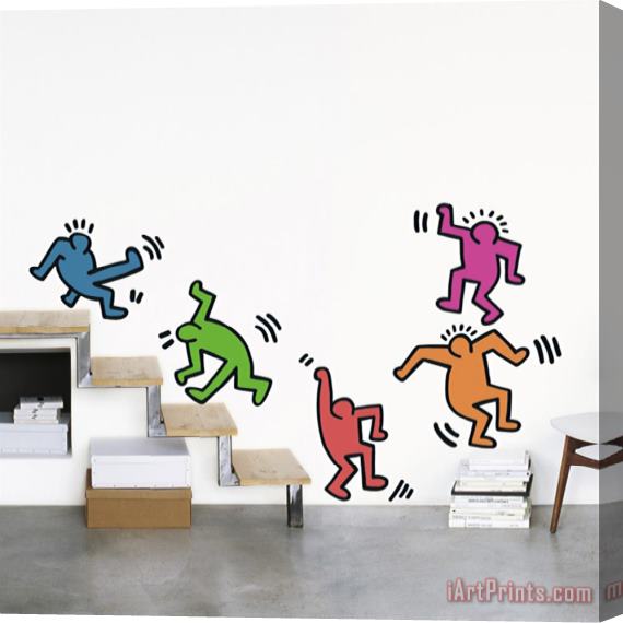 Keith Haring Five Dancing Figures Stretched Canvas Painting / Canvas Art