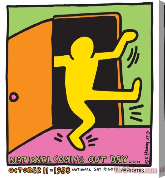 Keith Haring National Coming Out Day Stretched Canvas Print / Canvas Art