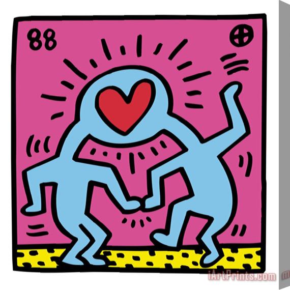 Keith Haring Pop Shop Heart Stretched Canvas Print / Canvas Art