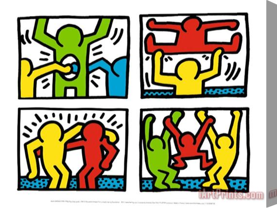 Keith Haring Pop Shop Quad I C 1987 Stretched Canvas Painting / Canvas Art