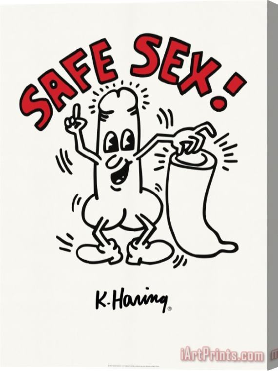 Keith Haring Safe Sex Stretched Canvas Print / Canvas Art